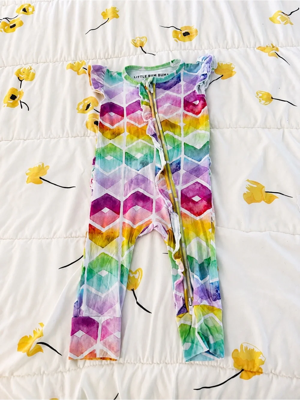 Bums and Roses Bamboo Rainbow Chevron Kids One-Piece